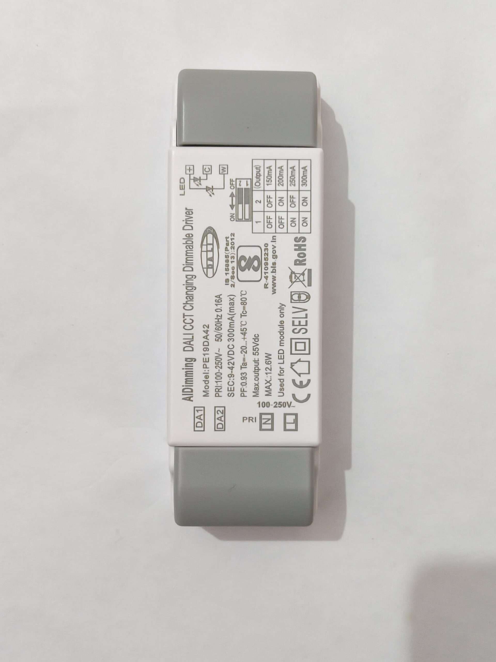 DALI DT8 6–12W 150–300mA LED Driver – Tunable White Constant Current Driver