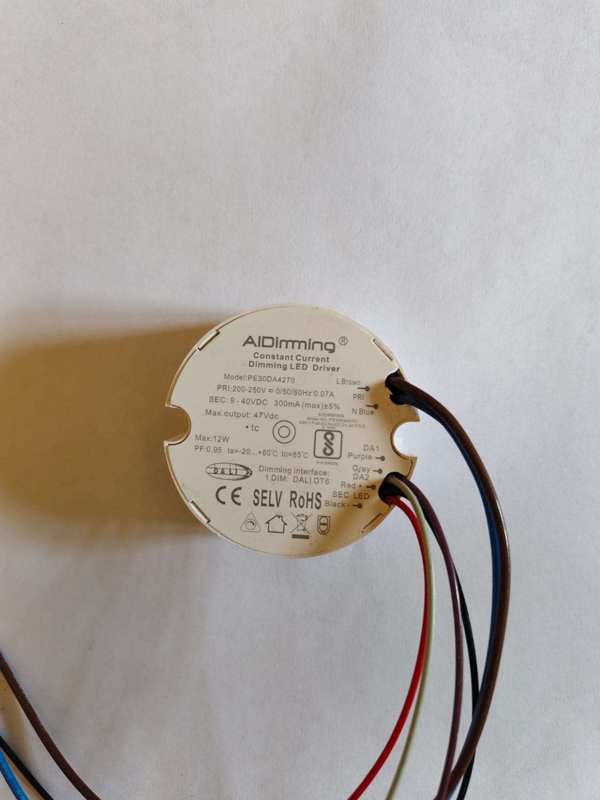 AIDimming 12W 47VDC Constant Current Dimming Led Driver