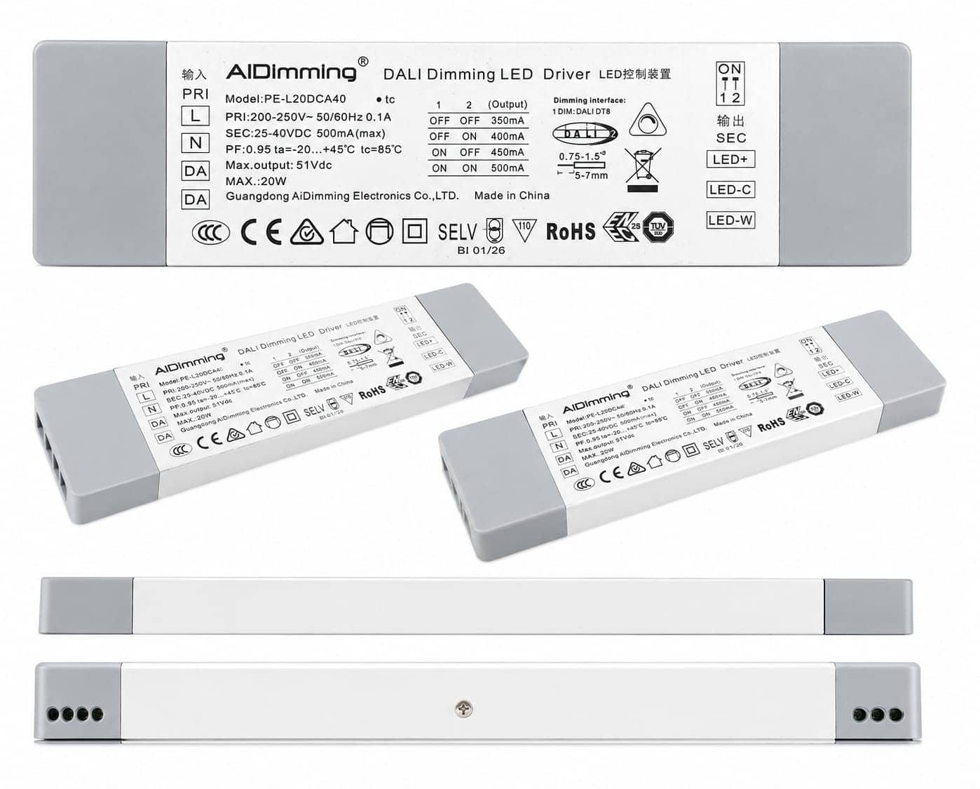 DALI DT8 Dimmable LED Driver 20W