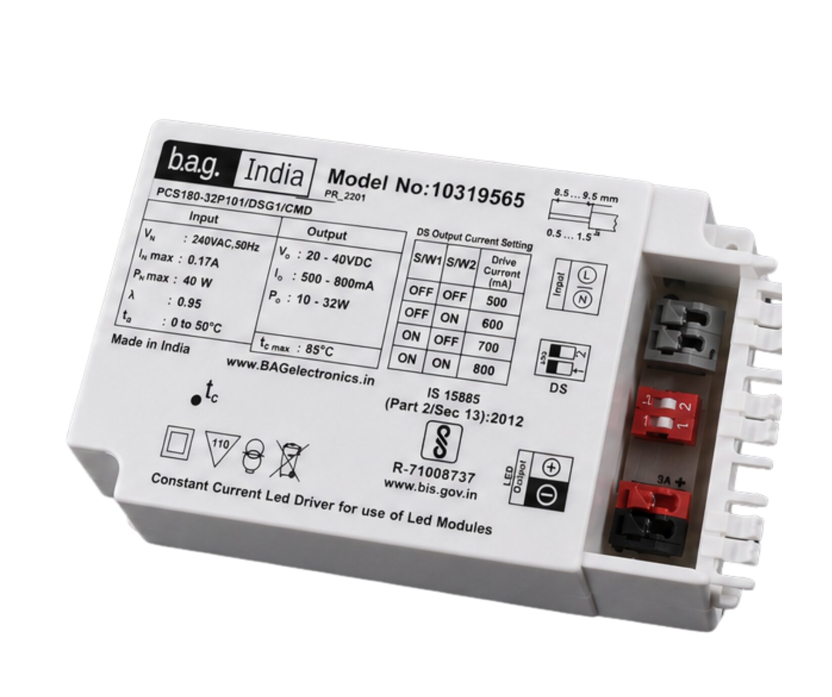 CONSTANT CURRENT 500-800 MA BAG LED DRIVER