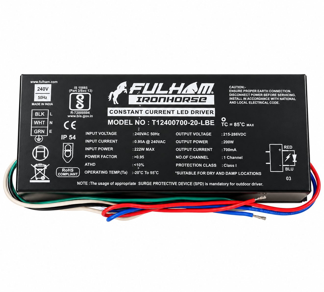 Fulham Ironhorse 200W Constant Current LED Driver