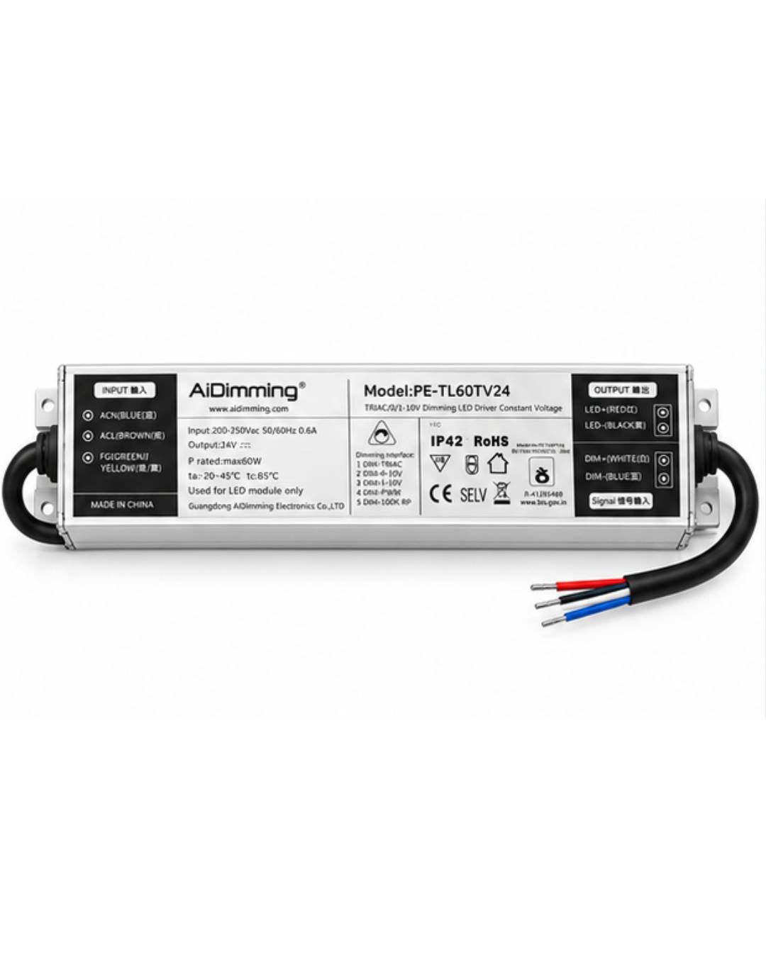 AiDimming V24 60W TRIAC/0-10V Dimmable LED Driver