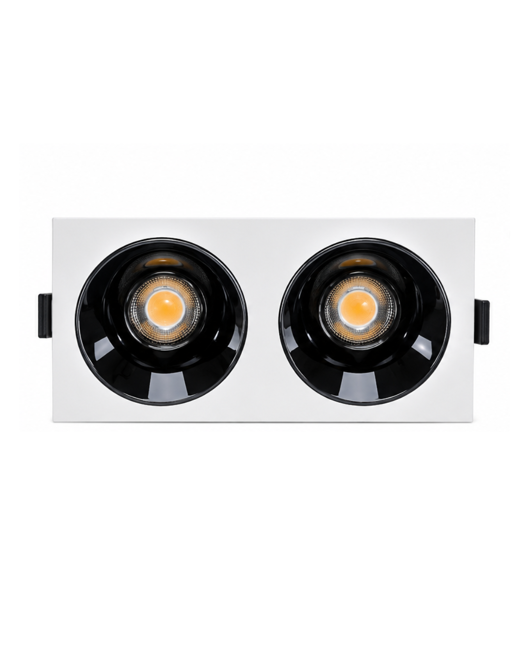 Dual COB LED Recessed Downlight – White Trim with Black Reflectors